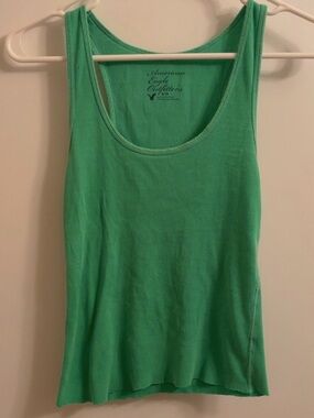 American Eagle Outfitters Green Ribbed Scoop Tank